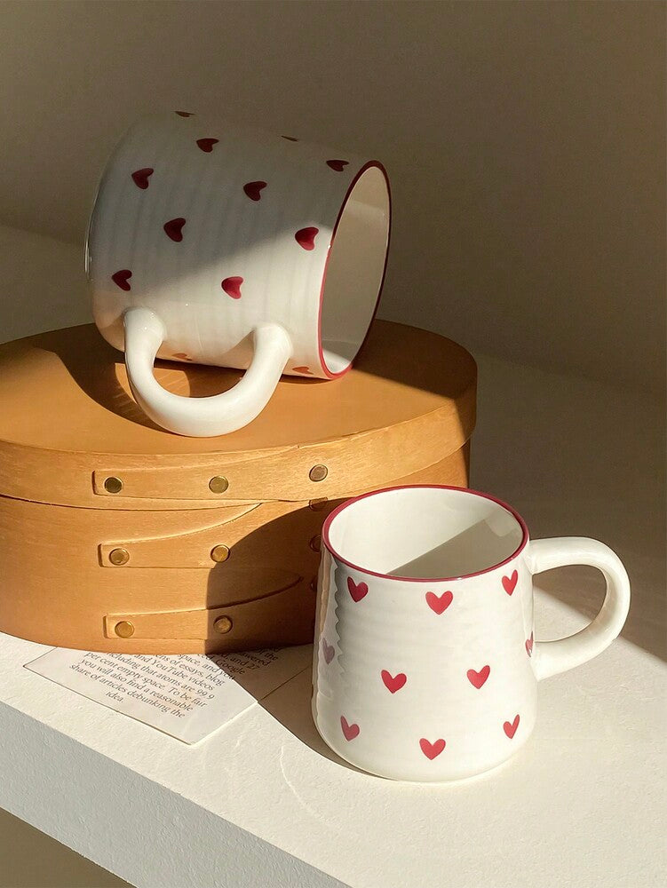 Heart-Shaped Ceramic Coffee Mug – 200ml/420ml Minimalist Round Cup for Latte, Milk & Tea Gifts