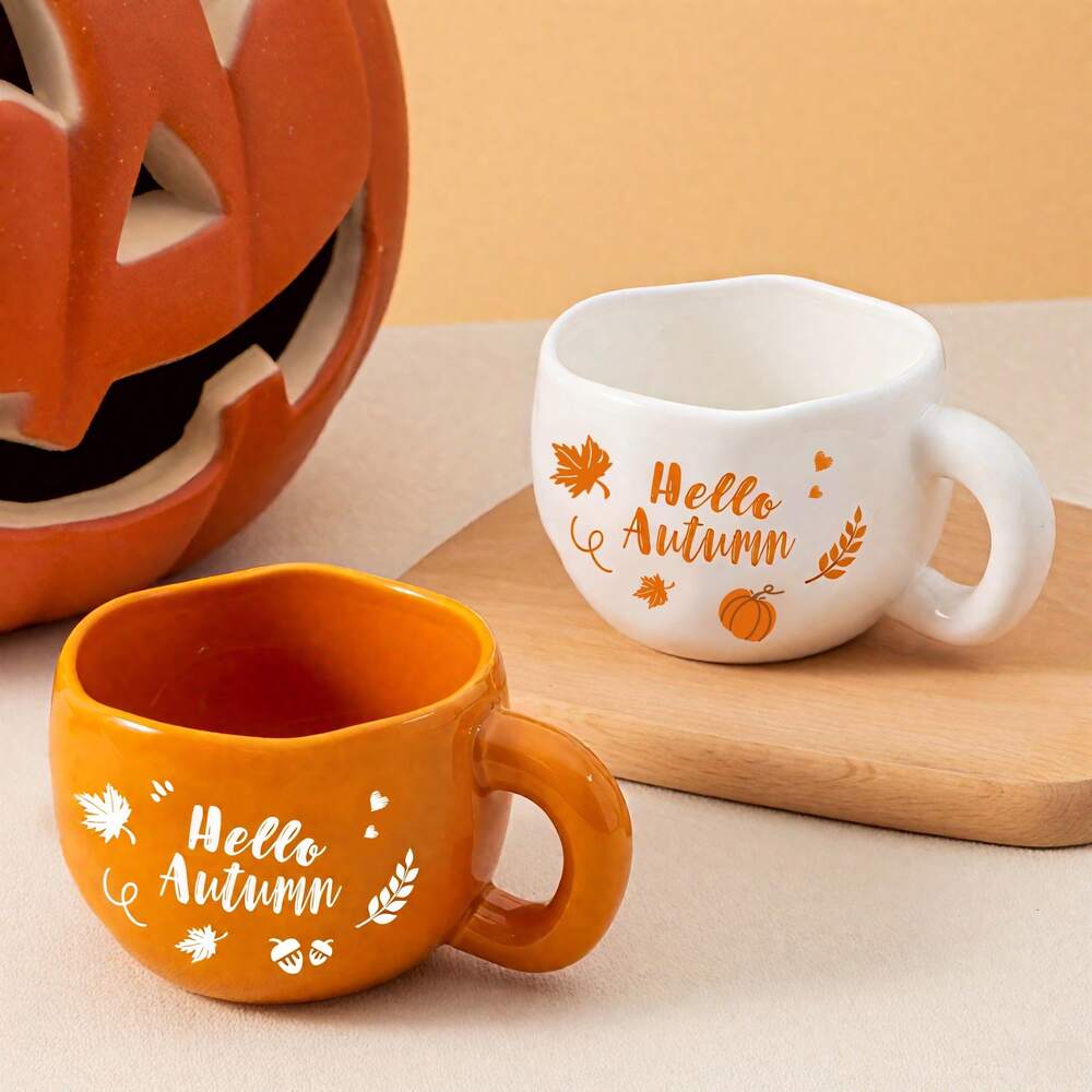 Hello Pumpkin Fall Ceramic Coffee Mug – 220ml Autumn Cup for Halloween & Thanksgiving Drinks