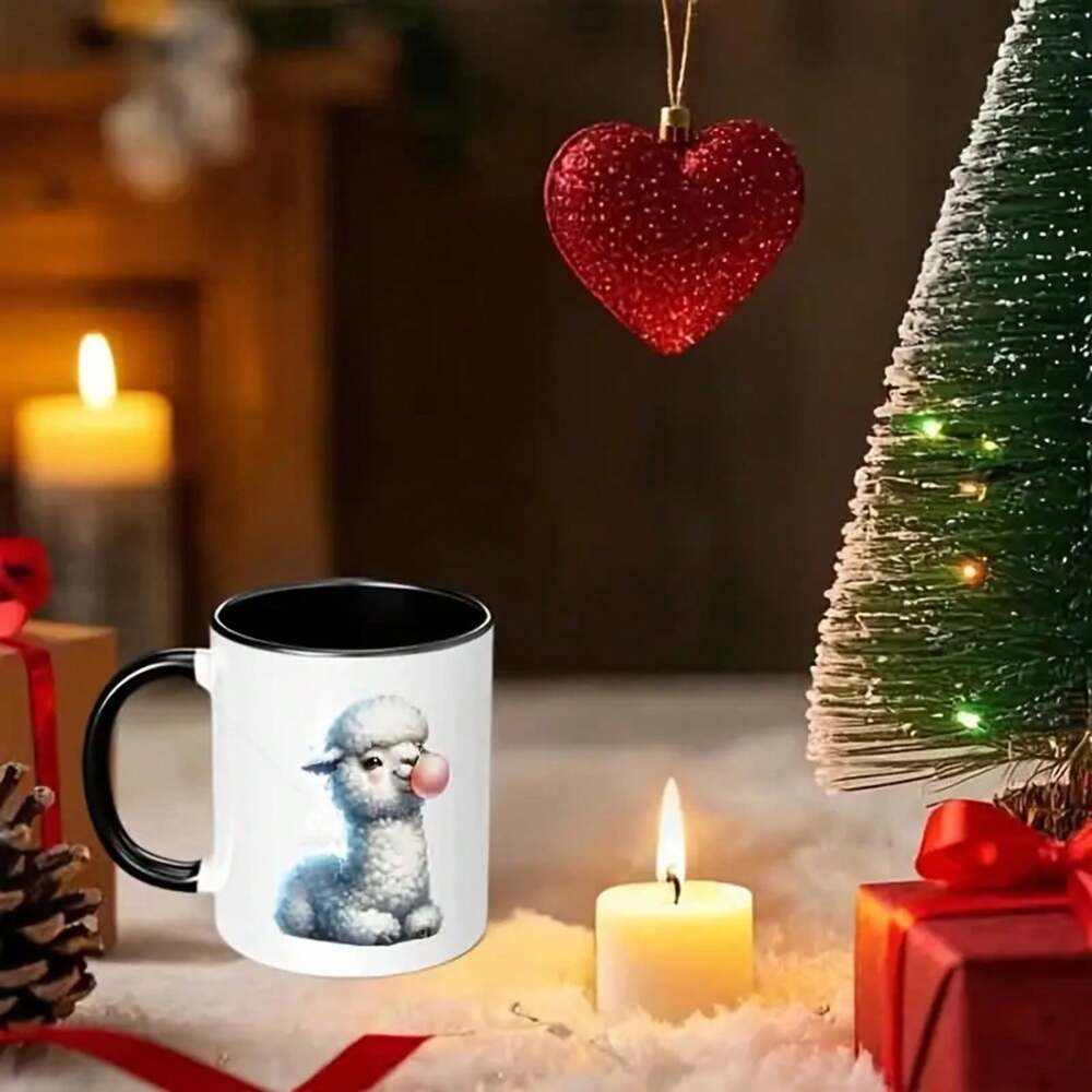 Cute Alpaca Ceramic Coffee Mug – 11oz Bubble Design Tea Cup for Daily Home, Office & Party Gifts