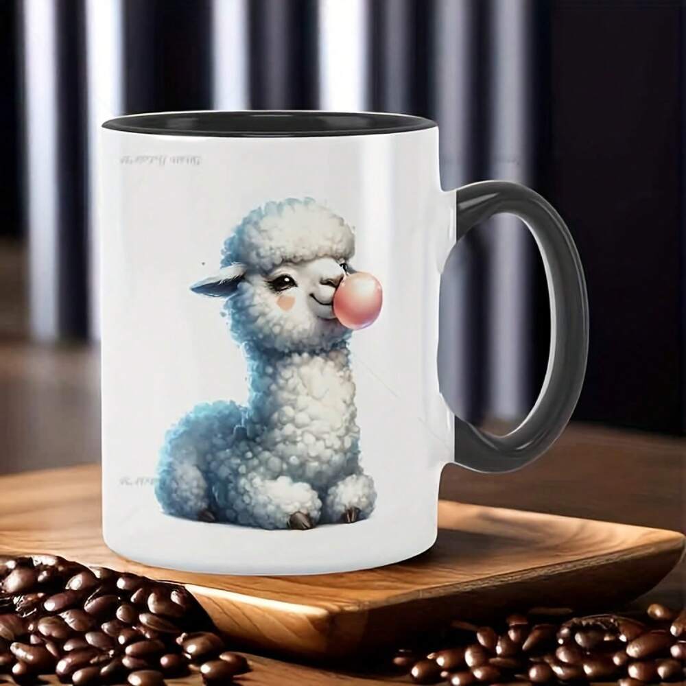 Cute Alpaca Ceramic Coffee Mug – 11oz Bubble Design Tea Cup for Daily Home, Office & Party Gifts