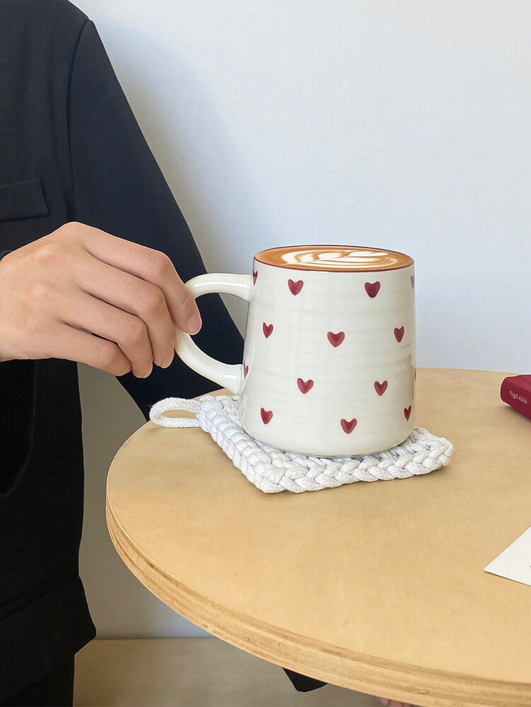 Heart-Shaped Ceramic Coffee Mug – 200ml/420ml Minimalist Round Cup for Latte, Milk & Tea Gifts