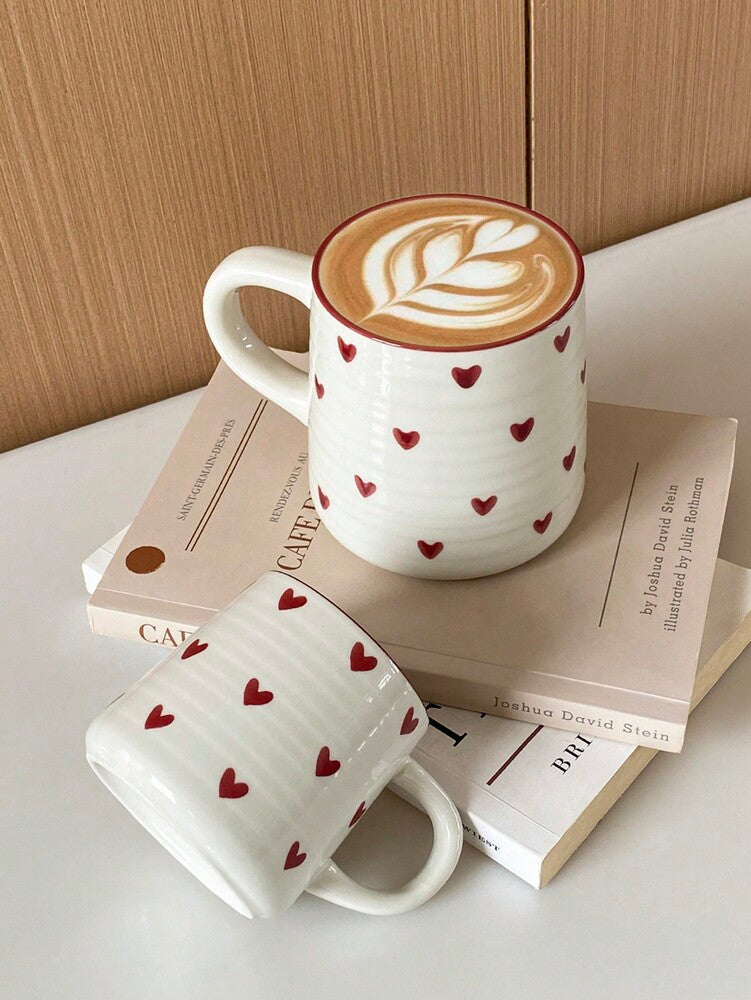 Heart-Shaped Ceramic Coffee Mug – 200ml/420ml Minimalist Round Cup for Latte, Milk & Tea Gifts