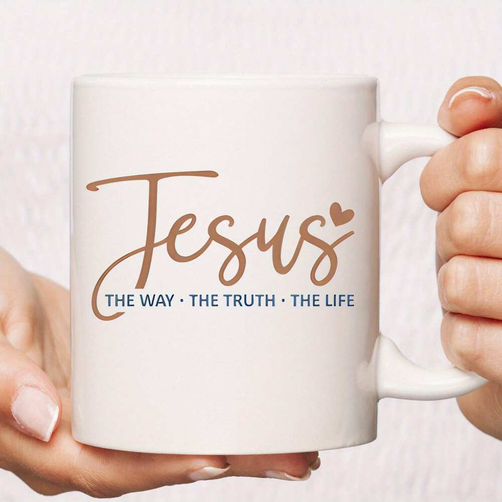 Christian Inspirational Coffee Mug – 11oz “Jesus The Way The Truth The Life” Bible Verse Ceramic Cup, Dishwasher Safe Gift for Women & Sisters in Christ