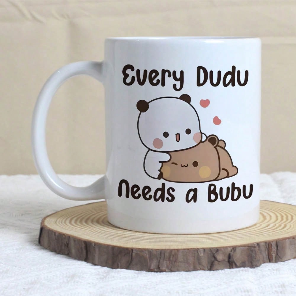 Cute Panda & Bear Ceramic Coffee Mug – Every Dudu Needs a Bubu 11oz Romantic Gift Cup