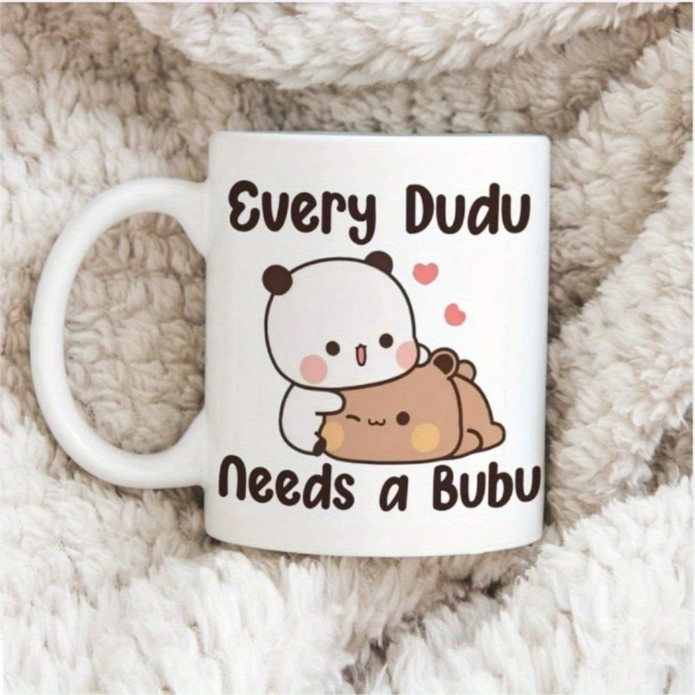 Cute Panda & Bear Ceramic Coffee Mug – Every Dudu Needs a Bubu 11oz Romantic Gift Cup