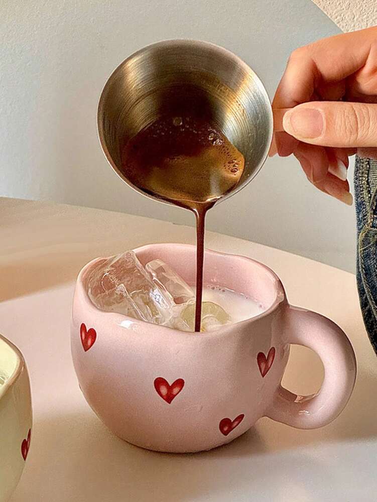 Creative Heart-Shaped Ceramic Coffee Mug – Cute Couple Tea Cup for Home, Office & School