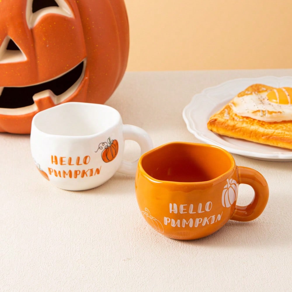 Hello Pumpkin Fall Ceramic Coffee Mug – 220ml Autumn Cup for Halloween & Thanksgiving Drinks
