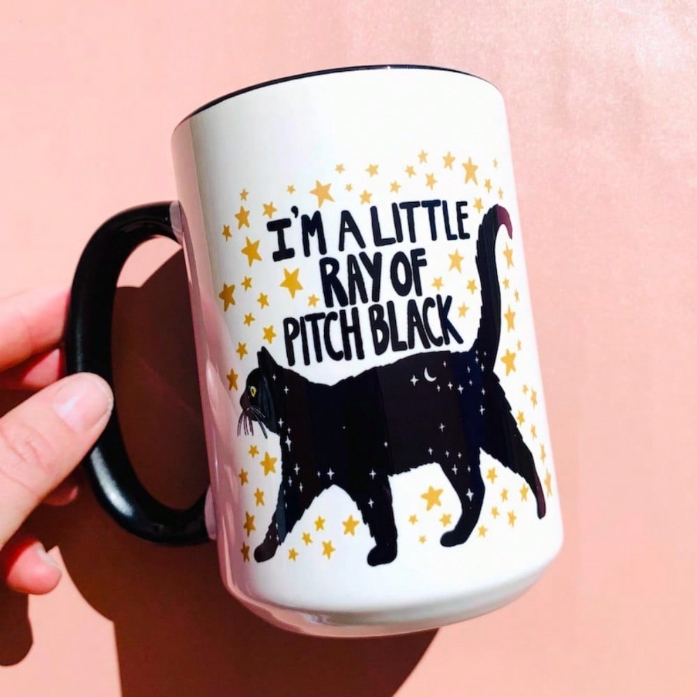 Funny Black Cat Coffee Mug – 11oz Sarcastic Cat Lover Cup, Pet Owner Gift Idea