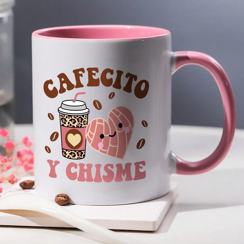 Cafecito Y Chisme Ceramic Mug – 11oz Coffee Cup, Dishwasher Safe, Fun Gift for Friends