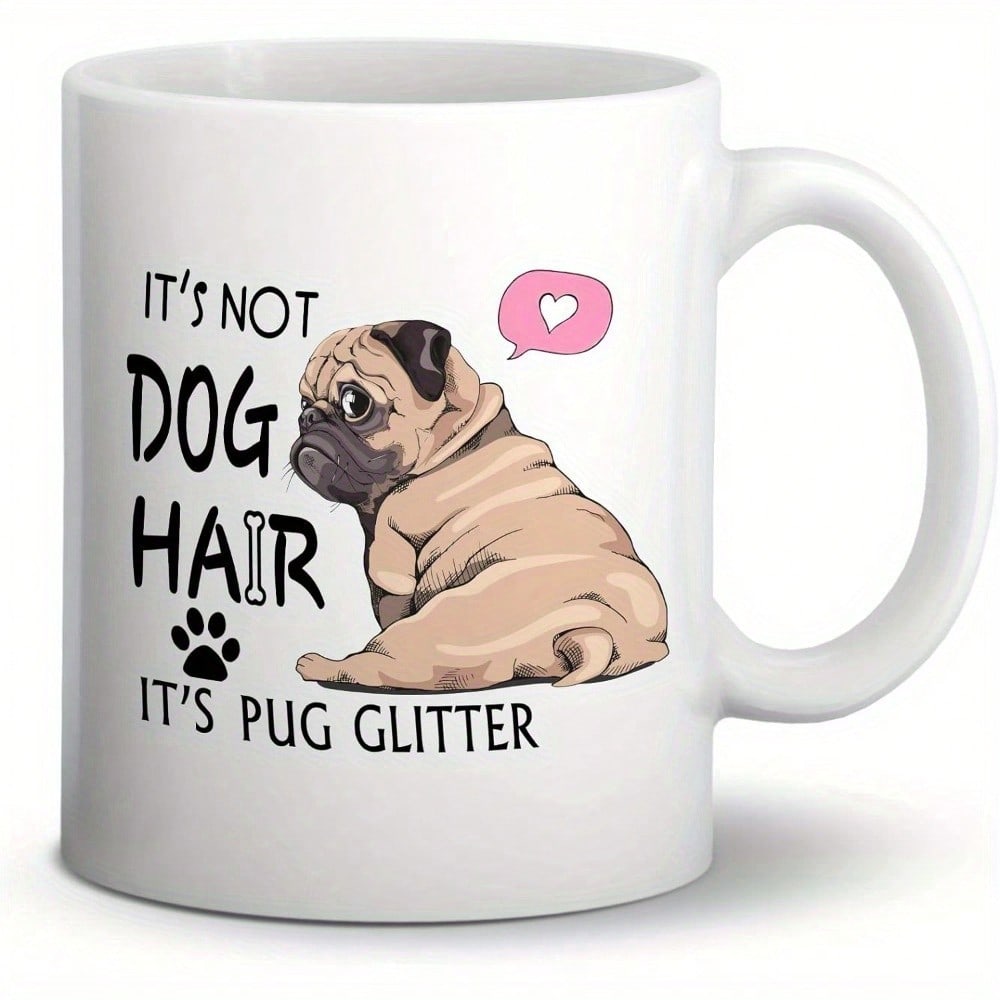 Pug Glitter Ceramic Coffee Mug – 11oz Reversible Cup for Dog Lovers, Birthday & Holiday Gift