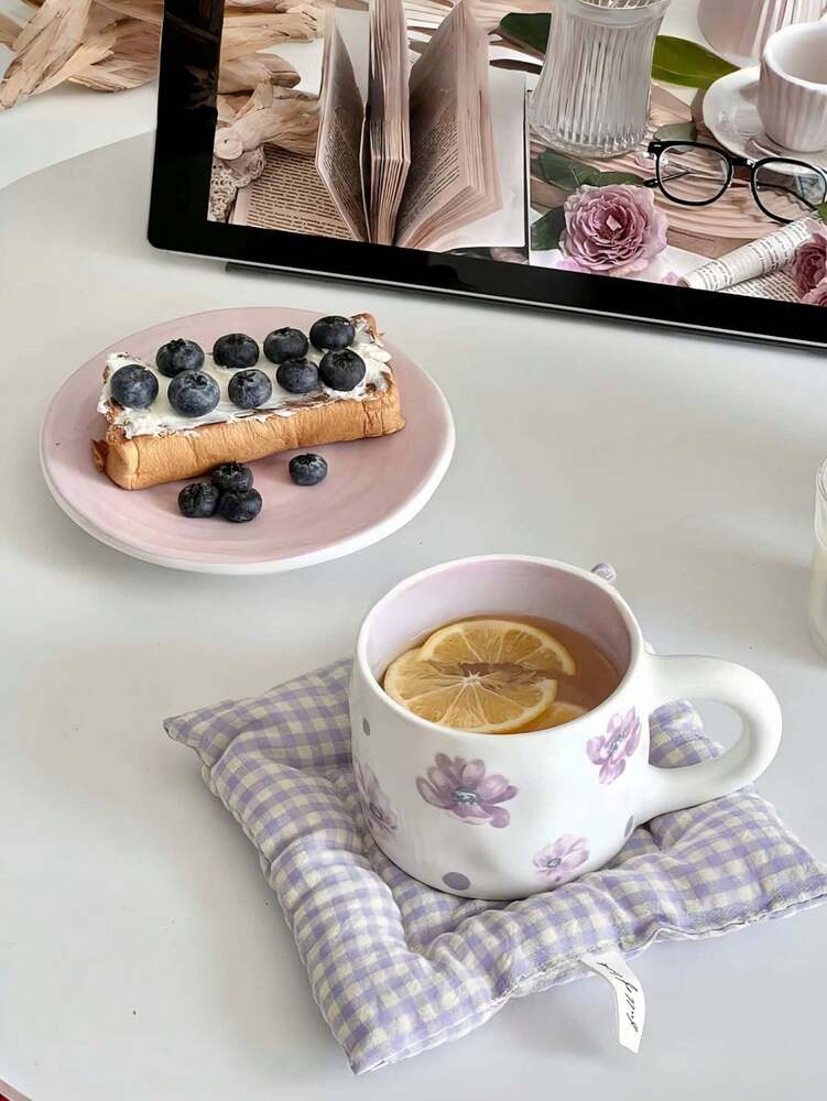 Vintage Violet Coffee Cup & Saucer Set – Hand-Painted Ceramic Latte Art Afternoon Tea Gift Set