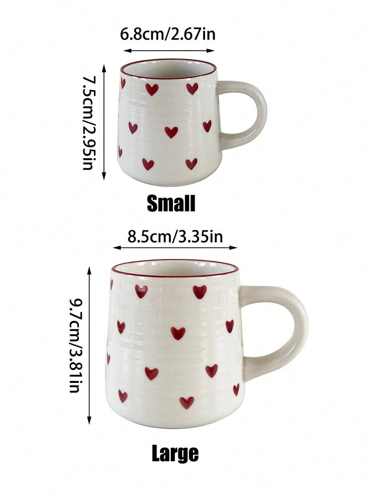 Heart-Shaped Ceramic Coffee Mug – 200ml/420ml Minimalist Round Cup for Latte, Milk & Tea Gifts