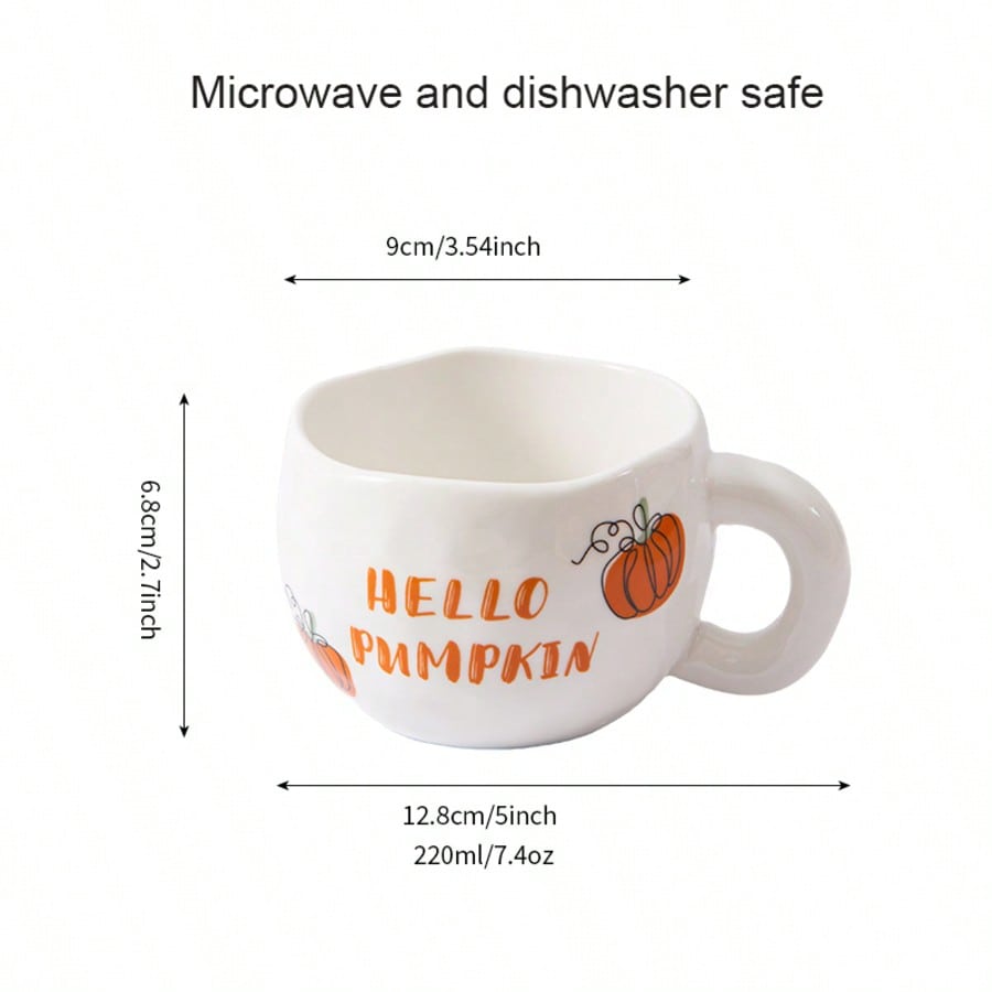 Hello Pumpkin Fall Ceramic Coffee Mug – 220ml Autumn Cup for Halloween & Thanksgiving Drinks