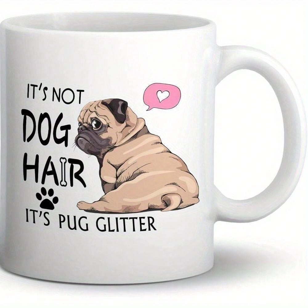 Pug Glitter Ceramic Coffee Mug – 11oz Reversible Cup for Dog Lovers, Birthday & Holiday Gift