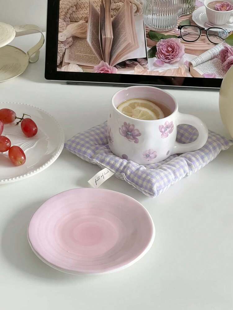 Vintage Violet Coffee Cup & Saucer Set – Hand-Painted Ceramic Latte Art Afternoon Tea Gift Set