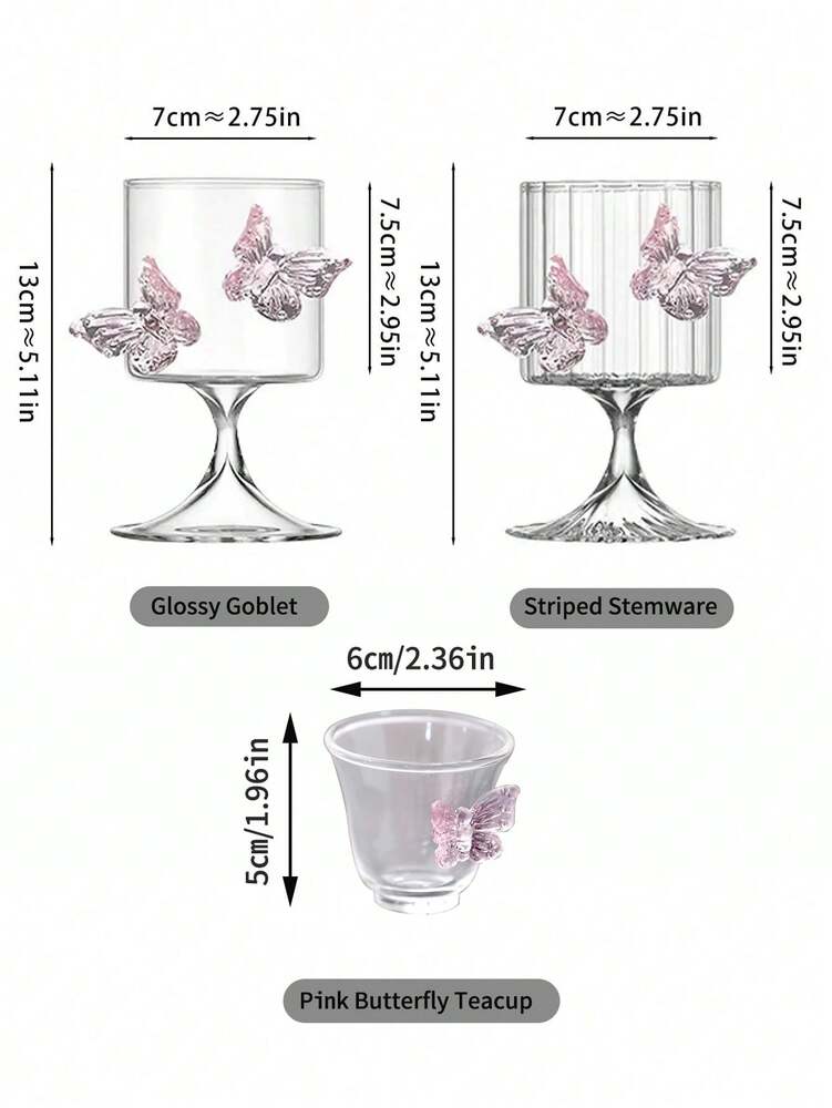 Pink Butterfly Stemless Glass Cup – Elegant Ins-Style Glass for Juice, Coffee & Milk