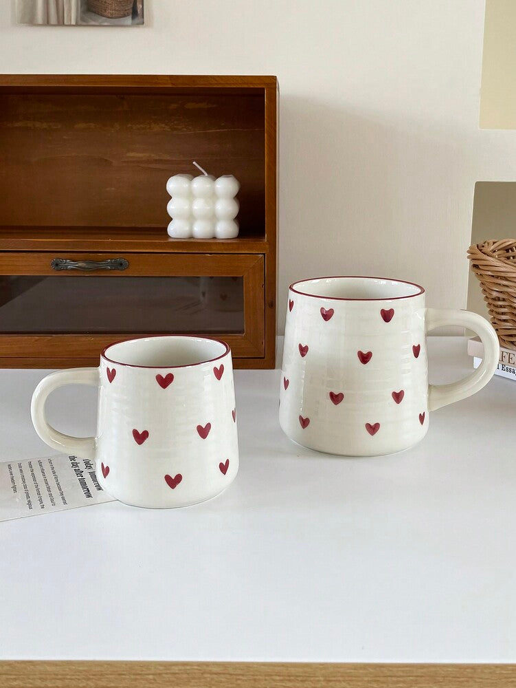 Heart-Shaped Ceramic Coffee Mug – 200ml/420ml Minimalist Round Cup for Latte, Milk & Tea Gifts