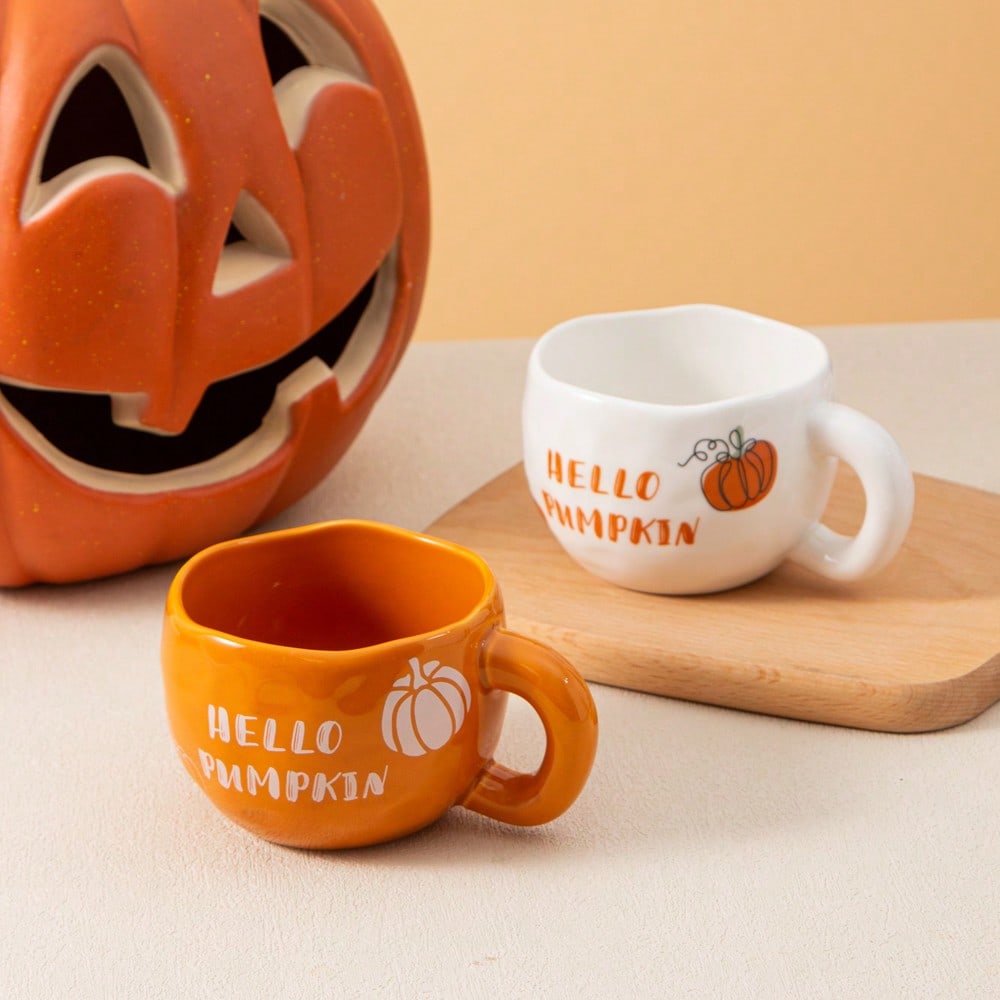 Hello Pumpkin Fall Ceramic Coffee Mug – 220ml Autumn Cup for Halloween & Thanksgiving Drinks