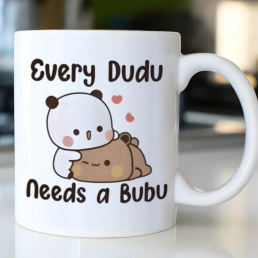 Cute Panda & Bear Ceramic Coffee Mug – Every Dudu Needs a Bubu 11oz Romantic Gift Cup