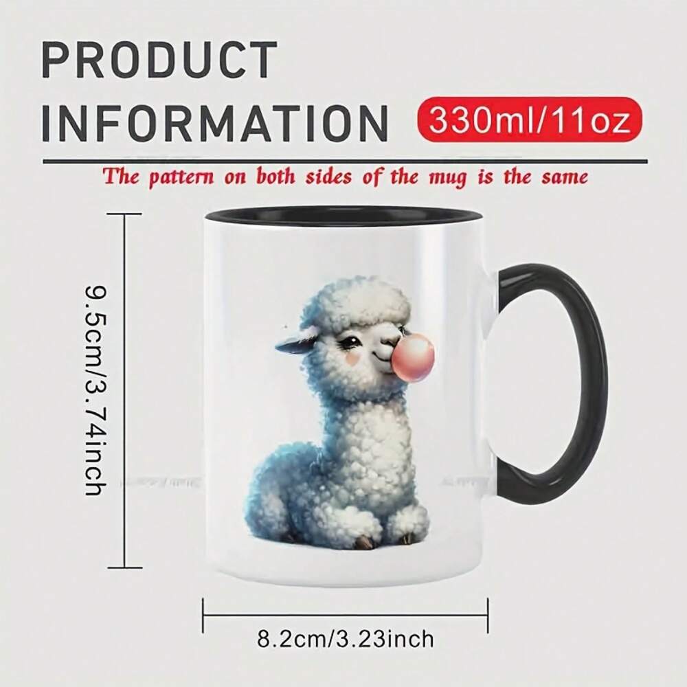 Cute Alpaca Ceramic Coffee Mug – 11oz Bubble Design Tea Cup for Daily Home, Office & Party Gifts