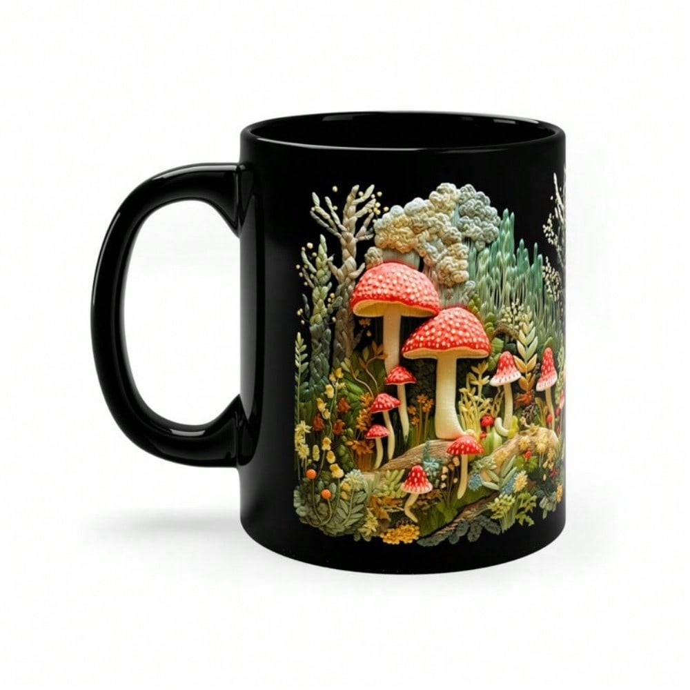 Mushroom Lover Ceramic Coffee Mug – 3D Toadstool Nature Art Cup, Christmas & Holiday Gift