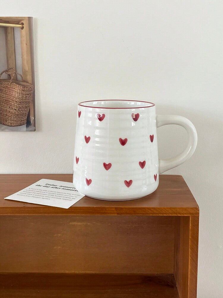 Heart-Shaped Ceramic Coffee Mug – 200ml/420ml Minimalist Round Cup for Latte, Milk & Tea Gifts