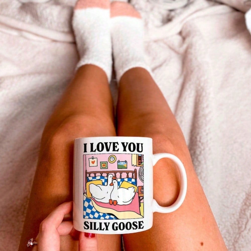 I Love You Silly Goose Mug – Cute 11oz Romantic Coffee Cup, Duck Design Couple Gift