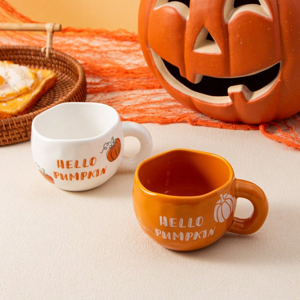 Hello Pumpkin Fall Ceramic Coffee Mug – 220ml Autumn Cup for Halloween & Thanksgiving Drinks