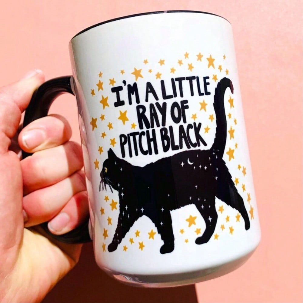 Funny Black Cat Coffee Mug – 11oz Sarcastic Cat Lover Cup, Pet Owner Gift Idea