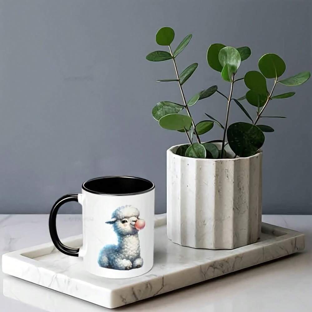 Cute Alpaca Ceramic Coffee Mug – 11oz Bubble Design Tea Cup for Daily Home, Office & Party Gifts