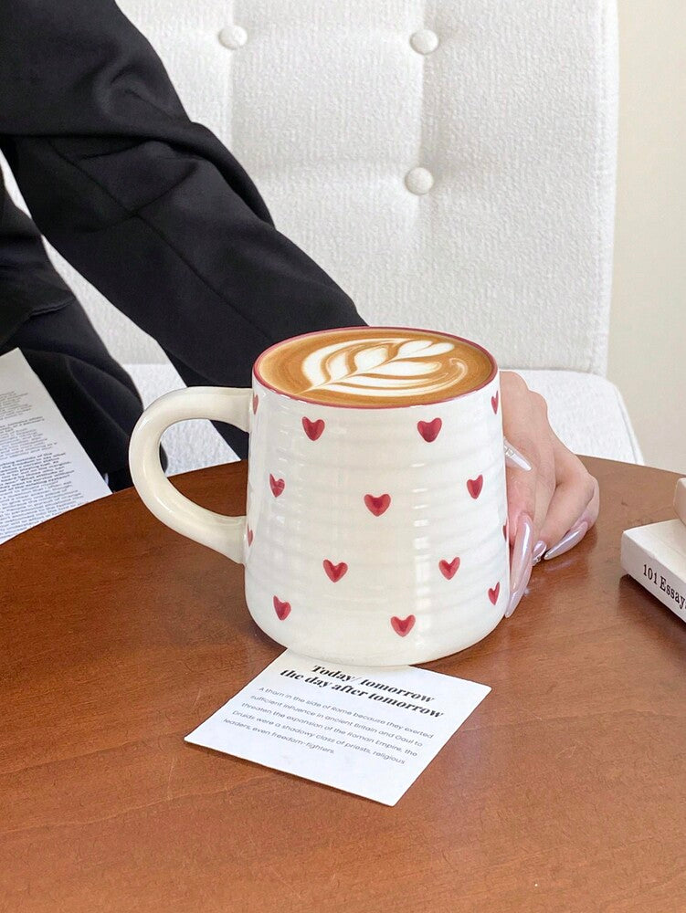 Heart-Shaped Ceramic Coffee Mug – 200ml/420ml Minimalist Round Cup for Latte, Milk & Tea Gifts