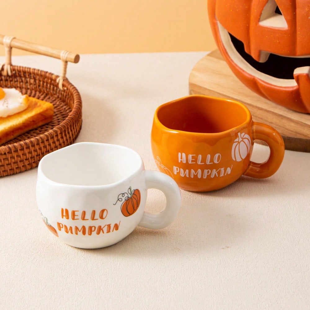 Hello Pumpkin Fall Ceramic Coffee Mug – 220ml Autumn Cup for Halloween & Thanksgiving Drinks