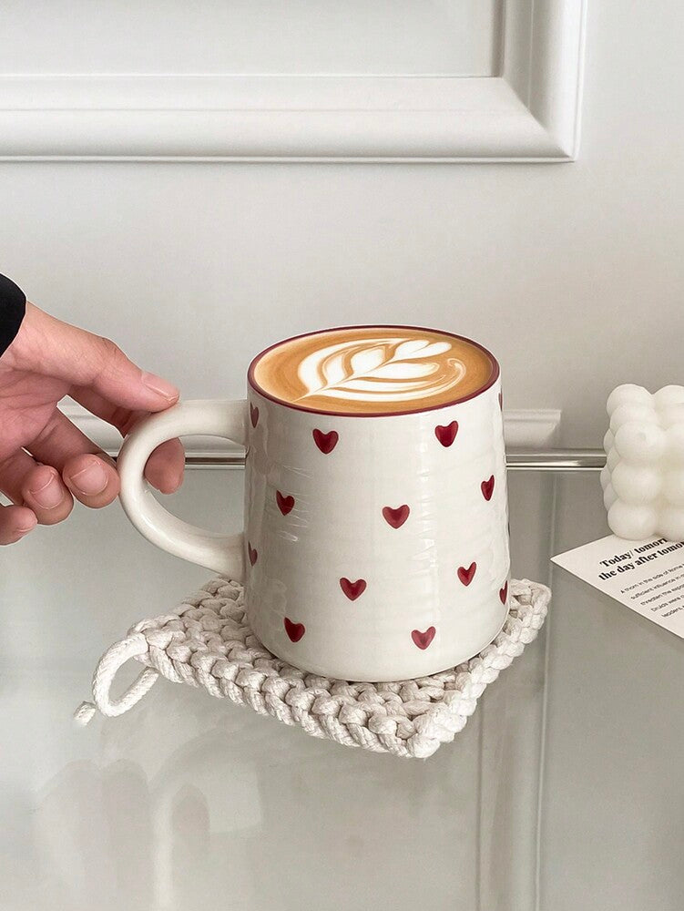 Heart-Shaped Ceramic Coffee Mug – 200ml/420ml Minimalist Round Cup for Latte, Milk & Tea Gifts
