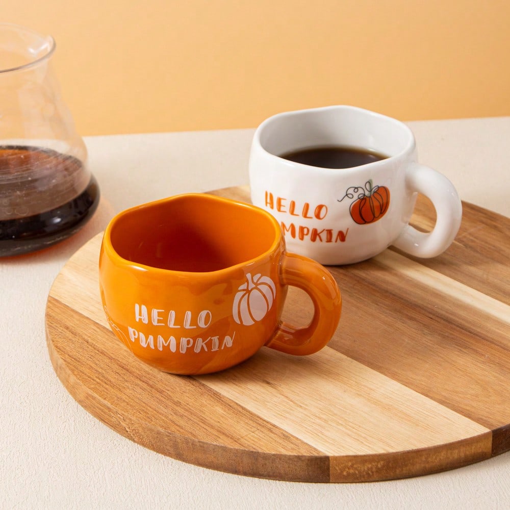 Hello Pumpkin Fall Ceramic Coffee Mug – 220ml Autumn Cup for Halloween & Thanksgiving Drinks