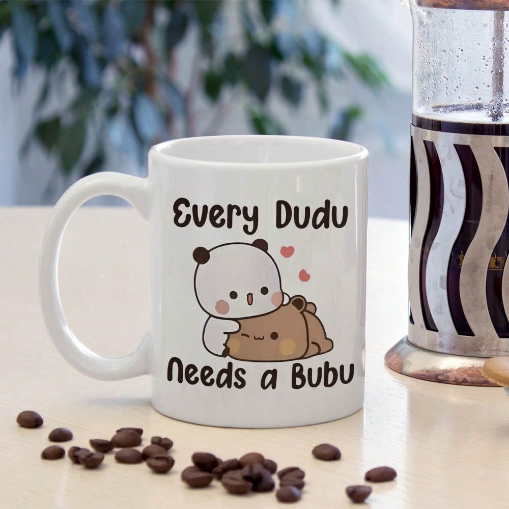 Cute Panda & Bear Ceramic Coffee Mug – Every Dudu Needs a Bubu 11oz Romantic Gift Cup