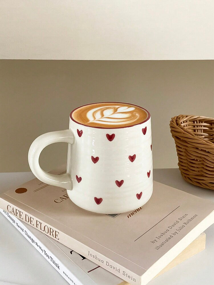 Heart-Shaped Ceramic Coffee Mug – 200ml/420ml Minimalist Round Cup for Latte, Milk & Tea Gifts