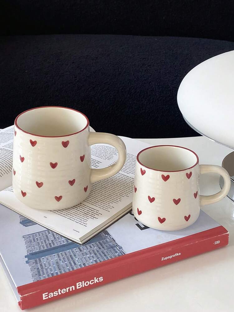 Heart-Shaped Ceramic Coffee Mug – 200ml/420ml Minimalist Round Cup for Latte, Milk & Tea Gifts