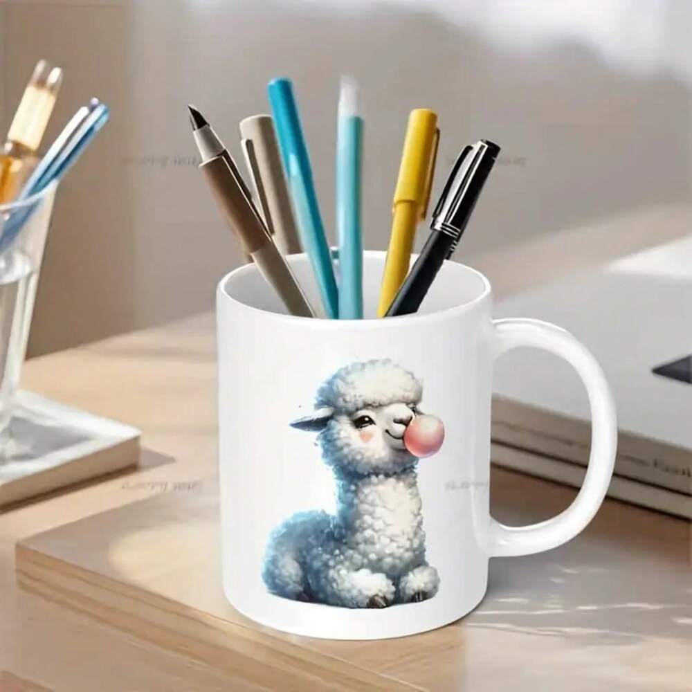 Cute Alpaca Ceramic Coffee Mug – 11oz Bubble Design Tea Cup for Daily Home, Office & Party Gifts
