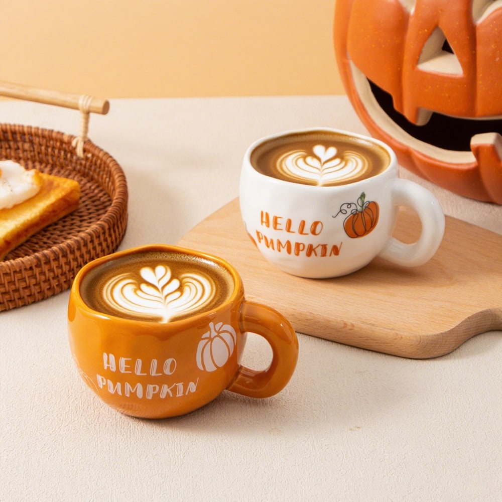Hello Pumpkin Fall Ceramic Coffee Mug – 220ml Autumn Cup for Halloween & Thanksgiving Drinks